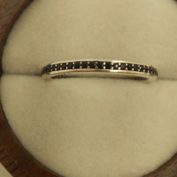 925 Sterling Silver Black CZ Band Ring - Picture 9 of 9